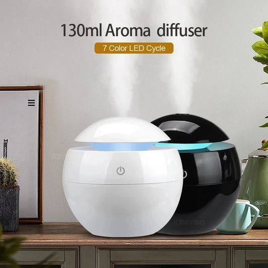 Air Humidifier Ultrasonic USB Aroma Diffuser Wood Grain LED Night Light Electric Essential Oil Diffuser Aromatherapy Bedroom