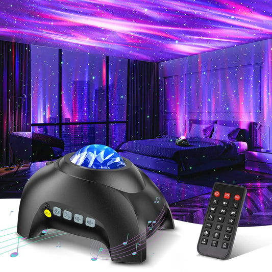 Aurora Projector, Night Lights ,LED Star Projector for Bedroom, Nebula Lamp, Remote Control, White Noises, Bluetooth Speaker